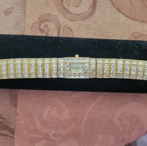 Gold  Crystal Watch. Simulated Diamonds